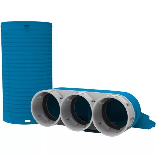 Vent-Axia Uniflexplus fläktkollektor 2 x Ø 90 mm med murbrukslock Ø 125 mm