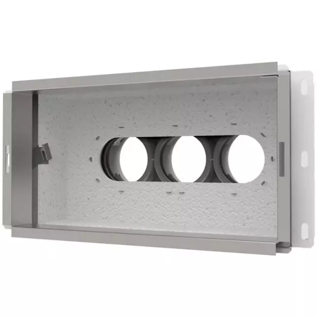 Vent-Axia Uniflexplus väggkollektor bakanslutning isolerad 3 x Ø 69 mm till galvaniserade rektangulära ventilationskanaler 300 x 150 mm
