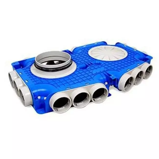 Vent-Axia Uniflexplus underfördelningsskåp 18 x Ø 69 mm sidoanslutning med tapp Ø 160 mm