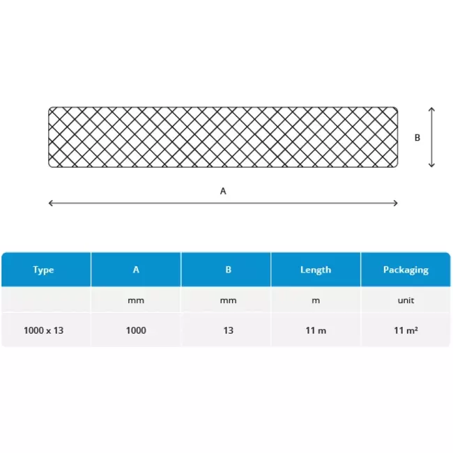 Självhäftande isolering 13 mm tjock - 1 m bred - Förpackningskapacitet 11 m2