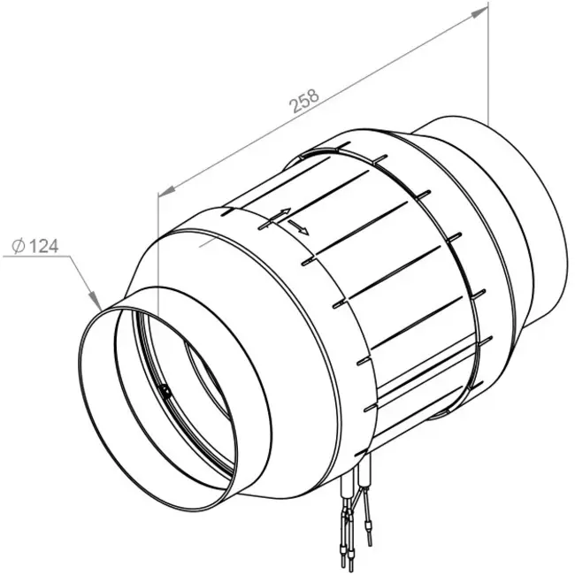 Rörfläkt 125 mm Mixed-flow ETAMASTER - EM 125L EC 02