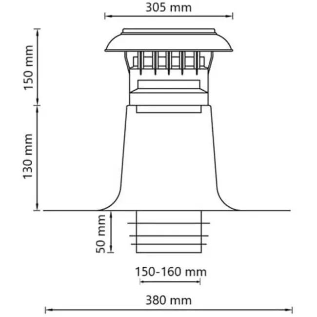 Plattak ventilation, dubbelväggig med plastlock Ø 150-160 mm