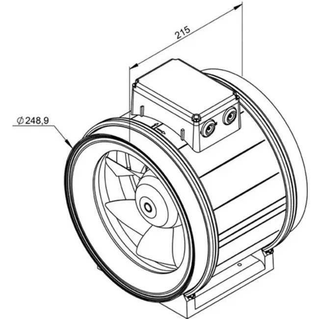 Ruck ETAMASTER rörfläkt med EC-motor 1780m³/h - Ø 250 mm + manövrering potentiometer 10 kO