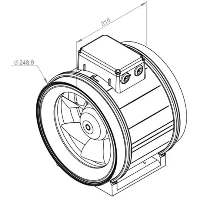 Ruck ETAMASTER rörfläkt med EC-motor 2175m³/h - Ø 250 mm + manövrering potentiometer 10 kO