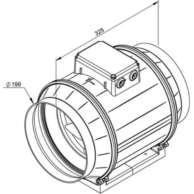 Ruck ETAMASTER rörfläkt med EC-motor 1300m³/h - Ø 200 mm + manövrering potentiometer 10 kO