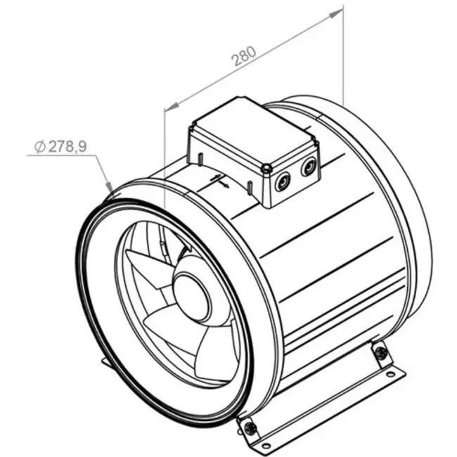 Ruck ETAMASTER rörfläkt med EC-motor 2440m³/h - Ø 280 mm + manövrering potentiometer 10 kO