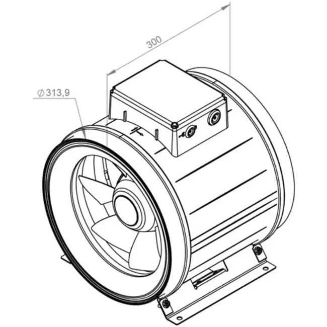 Ruck ETAMASTER rörfläkt med EC-motor 2960m³/h - Ø 315 mm + manövrering potentiometer 10 kO