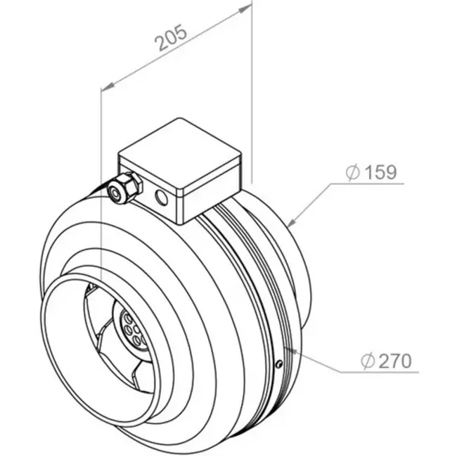 Ruck rörfläkt 460m³/h – Ø 160 mm + elektronisk variabel styrning 1,0 A