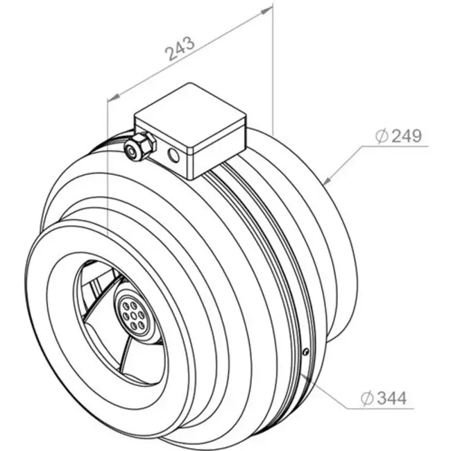 Ruck rörfläkt 1090m³/h – Ø 250 mm + elektronisk variabel styrning 1,0 A