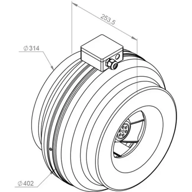 Ruck rörfläkt 1170³/h – Ø 315 mm + elektronisk variabel styrning 1,0 A