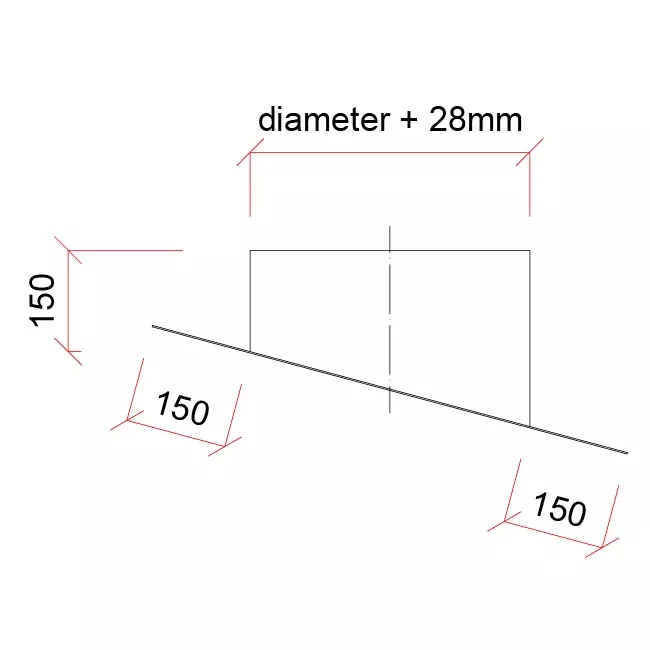Thermoduct takplåt av aluminium till ventilationshuv diameter 150 mm - 22 grader