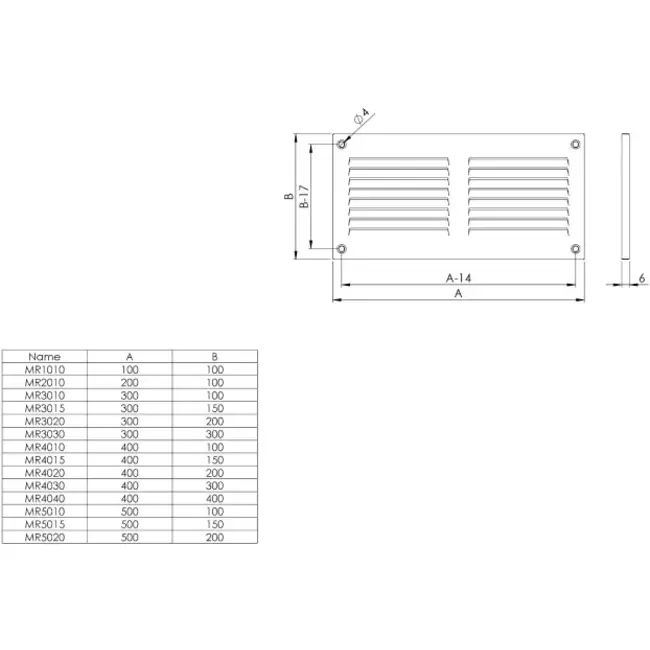 Metallgaller 300x100 mm, grått - MR3010P