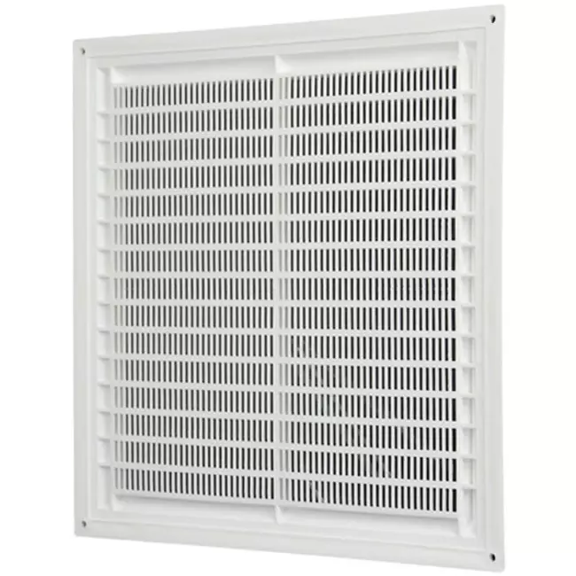 Fyrkantigt ventilationsgaller med grill 250x250, vit  - VR2525
