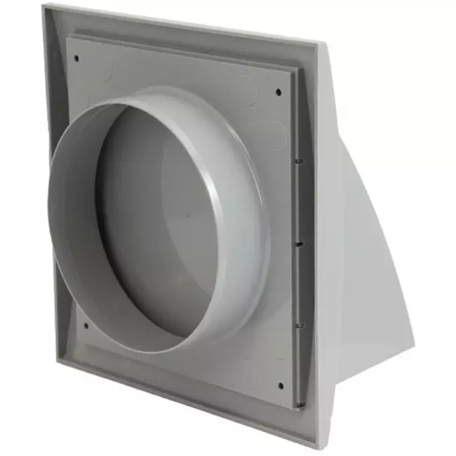 Fasadgaller med backspjäll 150x150 mm diameter 100 mm, grått - ND10FVP
