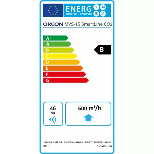 Orcon MVS-15RH CO2B 550 m³/h + fuktsensor + CO2-kontrollsensor - säkerhetskontakt