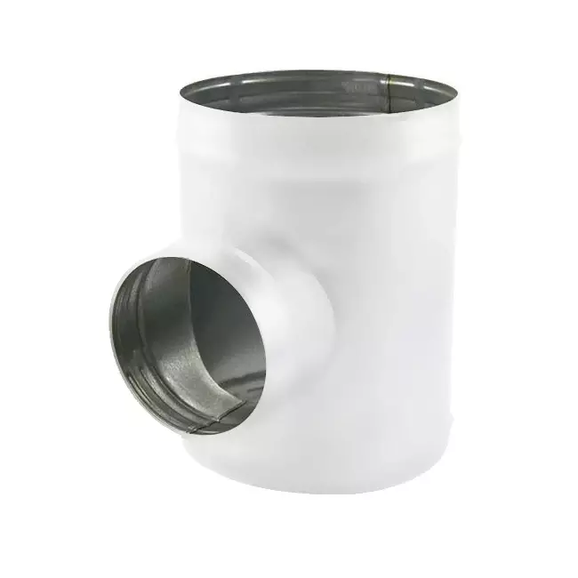 T-stycke i spiral, diameter 160 mm - 125 mm (90 grader) (sendzimirförzinkat) RAL9010