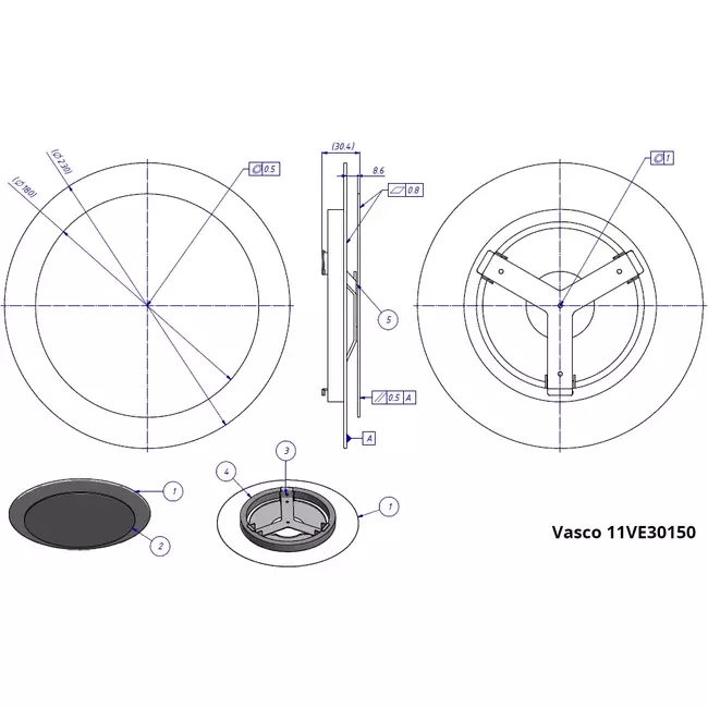 Vasco designtakventil deluxe rund (inkl. smiley)