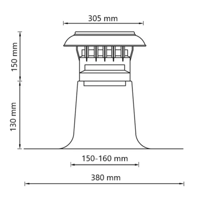 Plåttak ventilation med plastlock Ø 150-160 mm