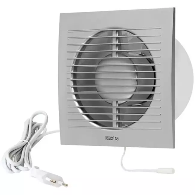 Badrumsfläkt Ø 100 mm silver dragsnöre och kontakt - standard EE100WPS