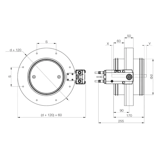 Brandspjäll rund kompakt 200 mm servomotor 24V - E-FDC DD M24 D200