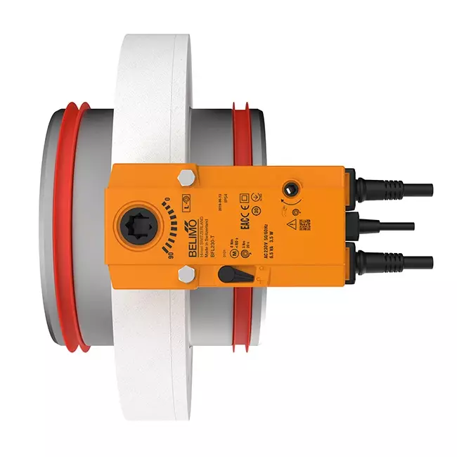 Brandspjäll rund kompakt 200 mm servomotor 24V - E-FDC DD M24 D200