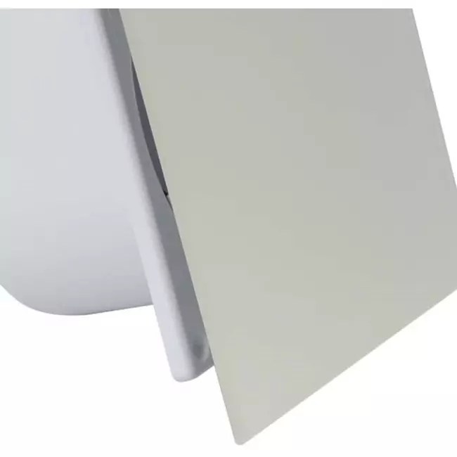 Badrumsfläkt Ø 100 mm med timer och fuktsensor – front av glas i satinsilver