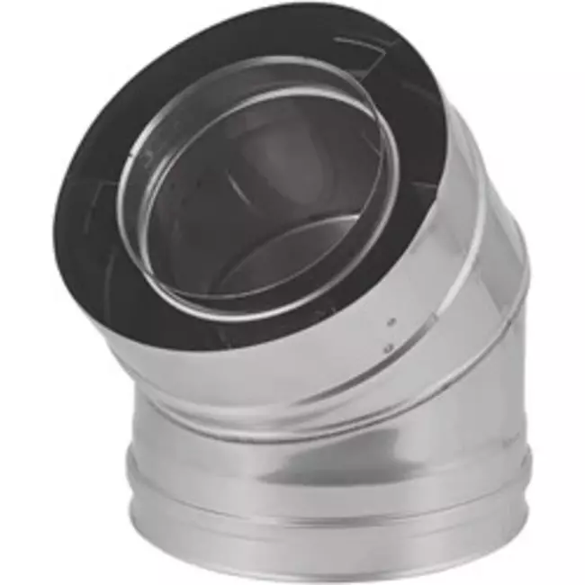 Koncentrisk diameter 80 - 125 mm böj 45 gr I316L/I304 (D0,5/0,6) (inkl. gummitätning innerrör)