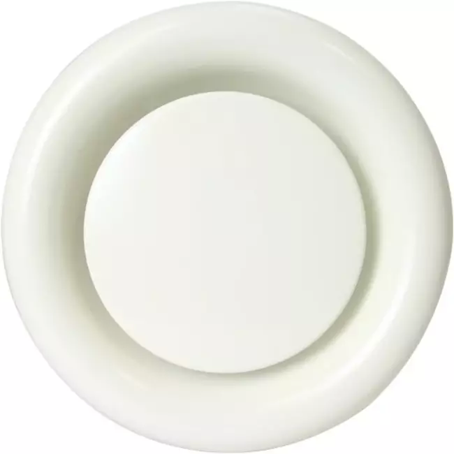 Dräneringsventil till fläkt av metall Ø 200 mm RAL 9010 med fjäderklämma - DVSC200