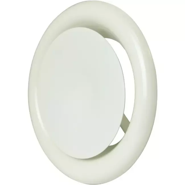 Matningsventil till fläkt av metall Ø 100 mm RAL 9010 med fjäderklämma - DVSC-P100