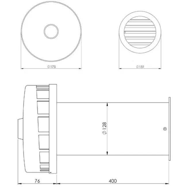 Isolerad fasadventil för naturlig ventilation Ø 125 mm SPK2-125