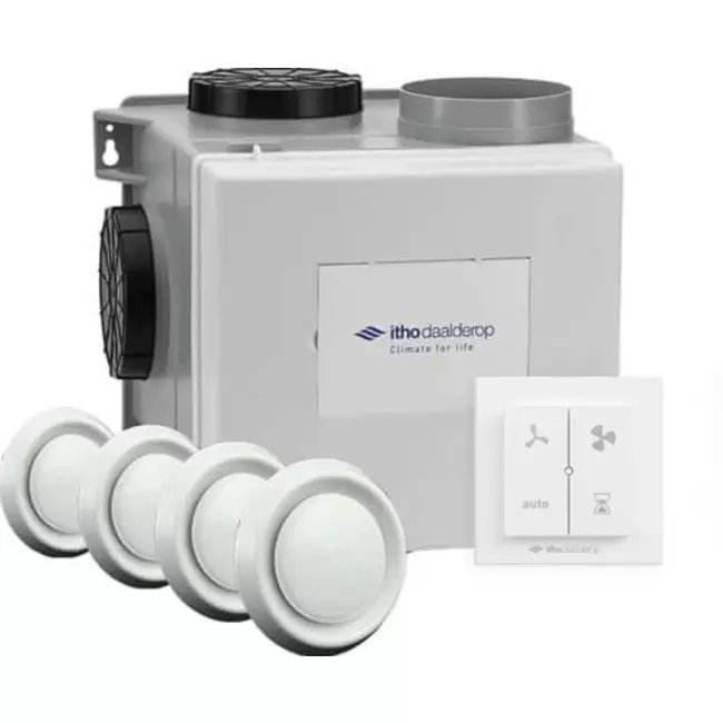 Itho Daalderop CVE-S ECO Optima Inside High Performance Package HP 415 m³/h + fuktsensor + CO2-sensor + RFT-N Auto-styrning + 4 ventiler - perilexplugg