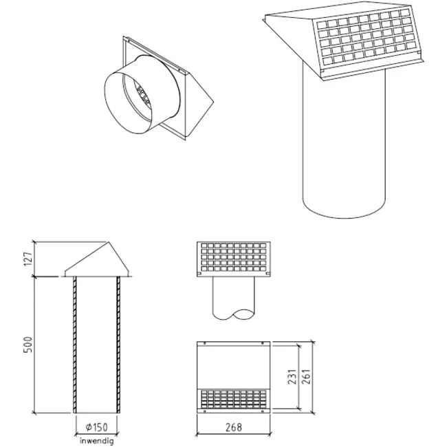 Thermoduct vägggenomföring 150 mm