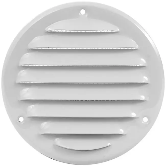 Rund ventilationsgaller av metall 125 mm, vit  - MR125 - RAL9016