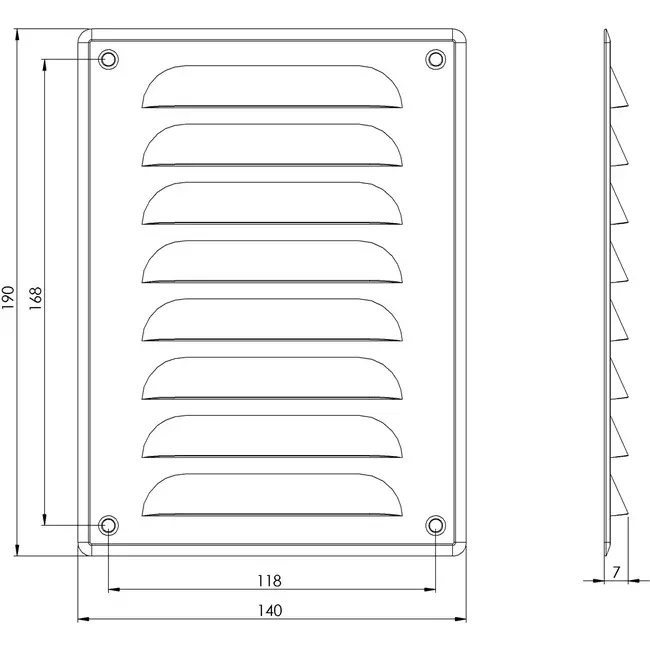 Fyrkantigt ventilationsgaller av metall 140x190 mm, brunt - MR1419B