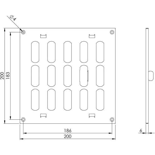Justerbart metallgaller 200x200, galvaniserat - MR2020RZn