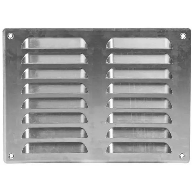 Fyrkantigt ventilationsgaller av metall 260x190 mm aluminium - MR2619Al