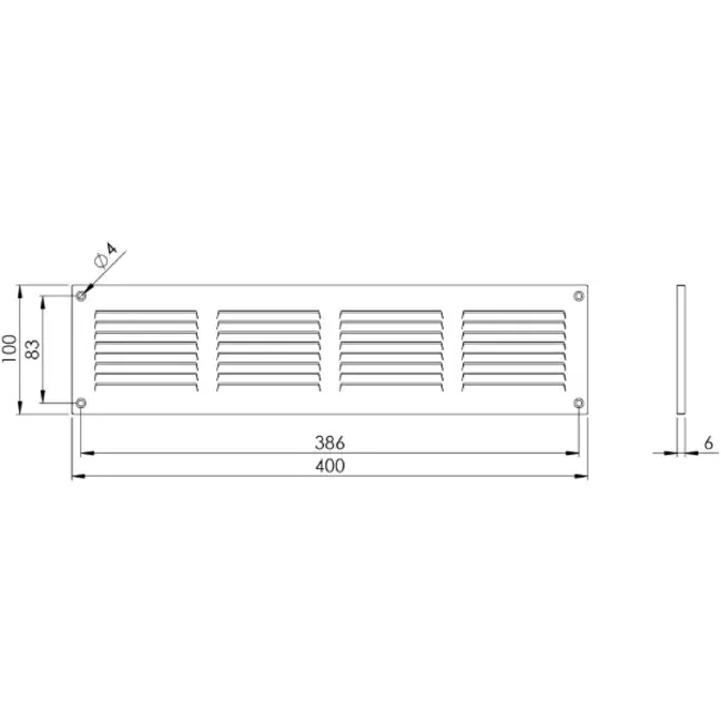 Metallgaller 400x100 mm , svart - MR4010M - RAL9005