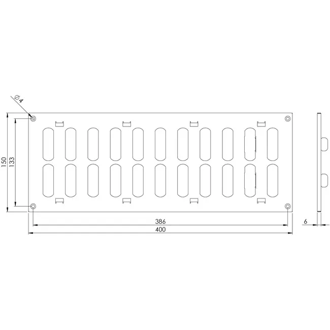 Metallgaller, zink 400x150 mm - MR4015Zn