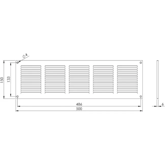 Metallgaller 500x150 mm, vit  - MR5015