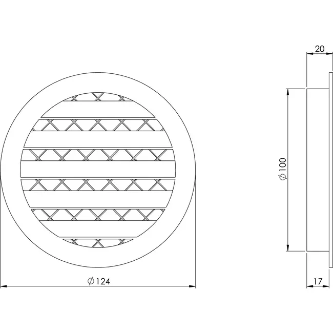 Aluminiumgaller Ø 100, vit  - MRA100W - RAL9016