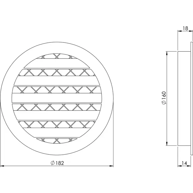 Aluminiumgaller Ø 160, vit  - MRA160W - RAL9016