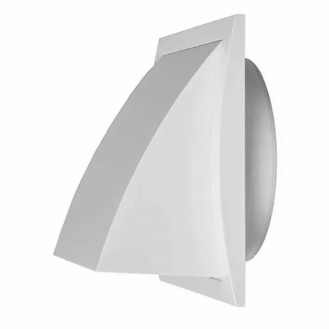 Fasadgaller med backspjäll 190x190 mm diameter 125 mm, vit t - ND12FV