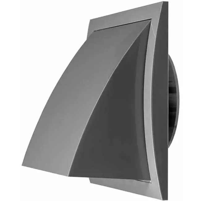 Fasadgaller med backspjäll 150x150 mm diameter 100 mm, grått - ND10FVP