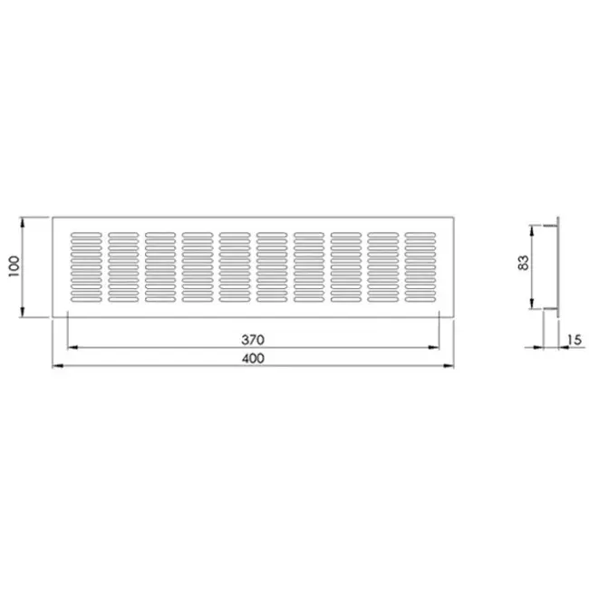 Sockelgaller i aluminium - vit L=400 mm x H=100 mm - RA1040