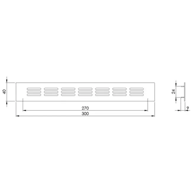 Sockelgaller i aluminium - svart L=300 mm x H=40 mm - RA430B