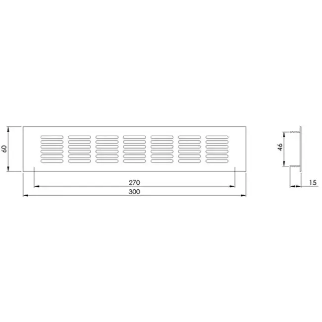 Sockelgaller i aluminium - vit L=300 mm x H=60 mm - RA630