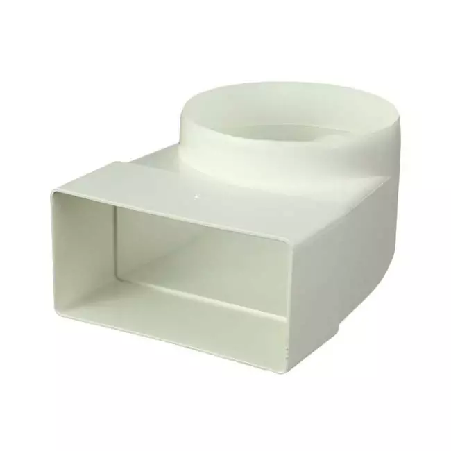 Rektangulär böj av plast vertikal 90° 100 mm i diameter 110x55 - KLD.