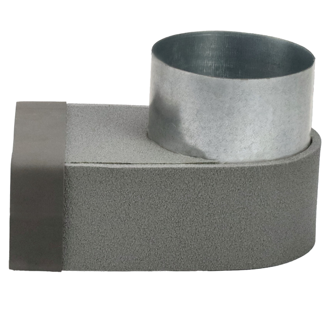 Thermoduct-vinkel 170 mm x 80 mm till diameter 160 mm för kanalisation