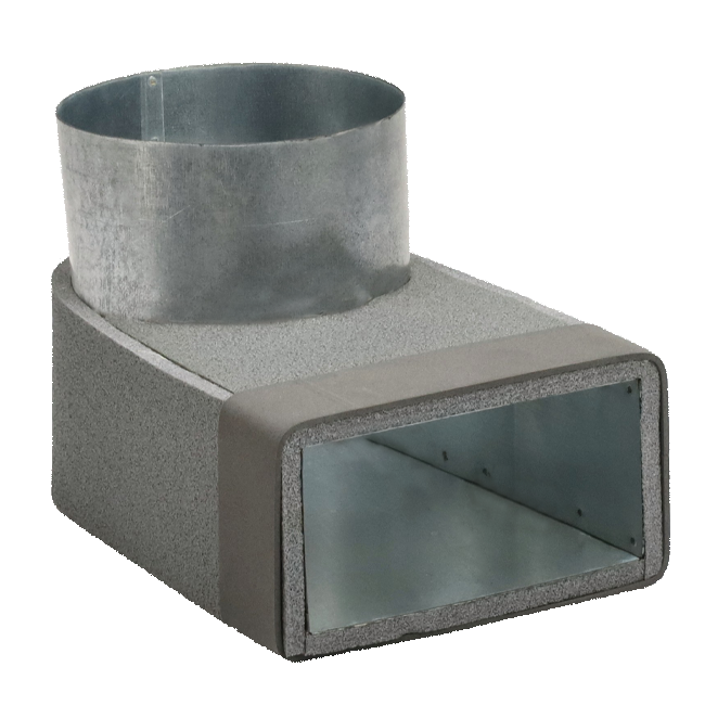 Thermoduct-vinkel 170 mm x 80 mm till diameter 160 mm för kanalisation