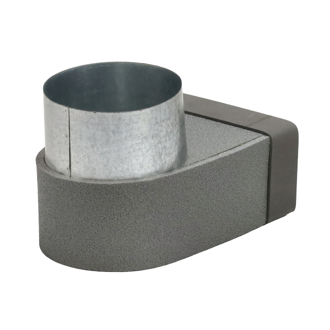 Thermoduct-vinkel 170 mm x 80 mm till diameter 160 mm för kanalisation